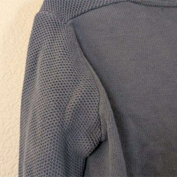 Gap Mens Cardigan Shawl Collar Chunky Waffle Ribbed Knit M Grey Grandpa - Picture 8 of 11